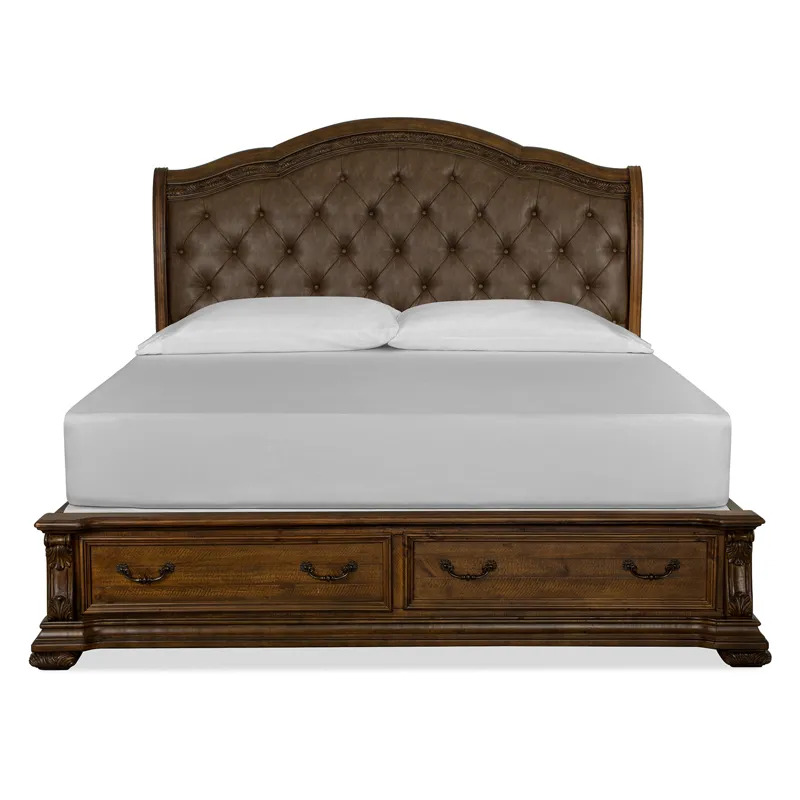 Durango Willadeene Brown Queen Upholstered Sleigh Storage Bed