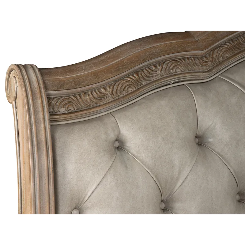 Marisol Fawn Queen Upholstered Sleigh Storage Bed