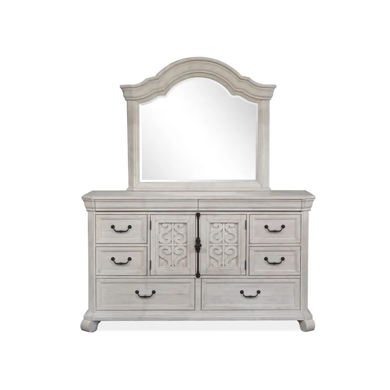 Bronwyn Alabaster Drawer Dresser With Shaped Mirror
