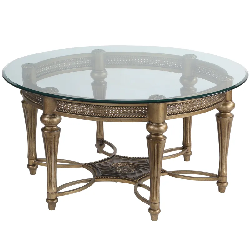 Galloway Round Cocktail Table Glass Top