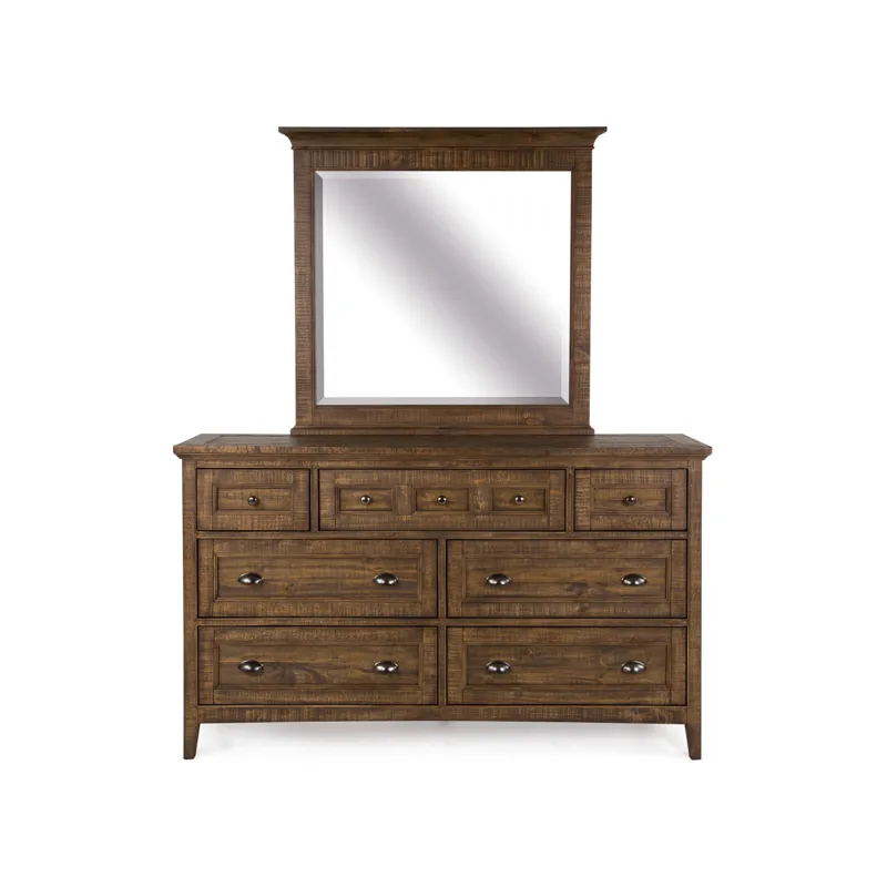 Bay Creek Toasted Nutmeg Drawer Dresser With Landscape Mirror