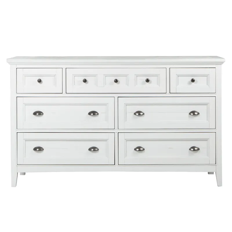 Heron Cove Chalk White And Dovetail Grey Drawer Dresser With Landscape Mirror