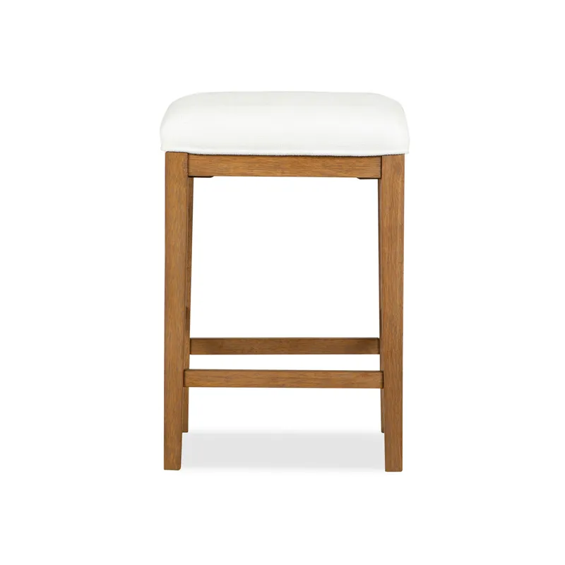 Lindon Belgian Wheat White Upholstered Stool