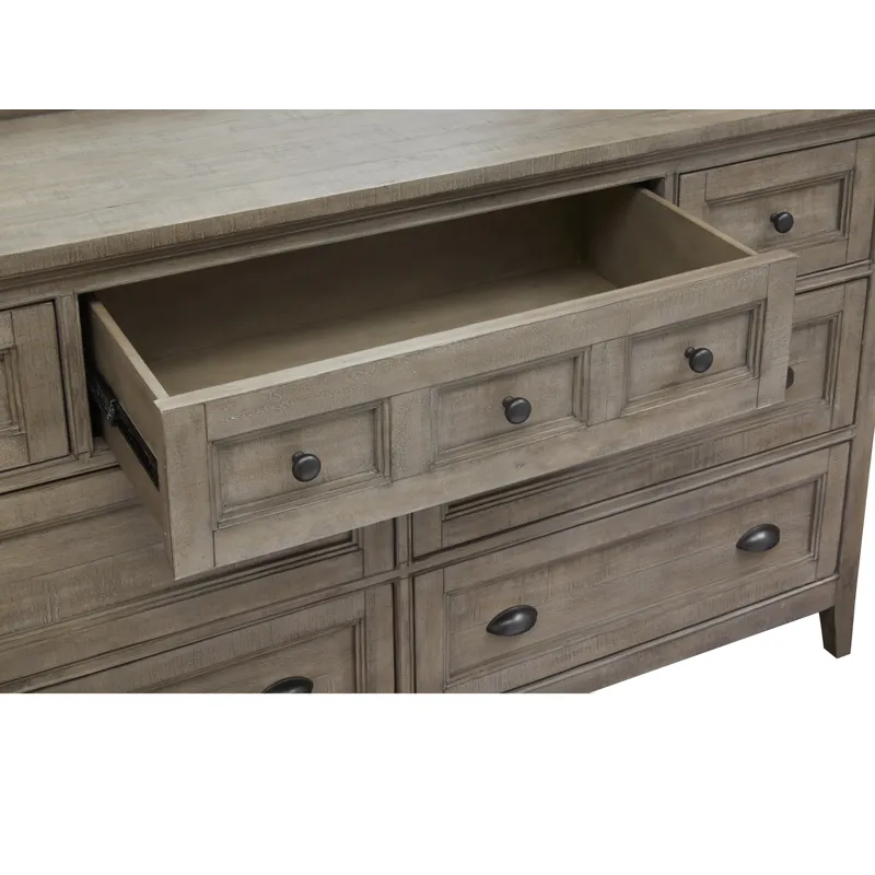 Paxton Place Dovetail Grey Drawer Dresser With Landscape Mirror