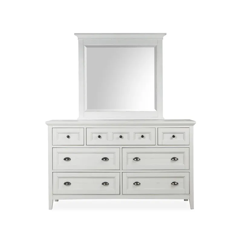 Heron Cove Chalk White And Dovetail Grey Drawer Dresser With Landscape Mirror