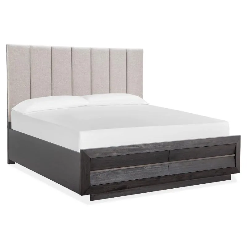 Wentworth Village Complete King Upholstered Bed w/Storage Footboard