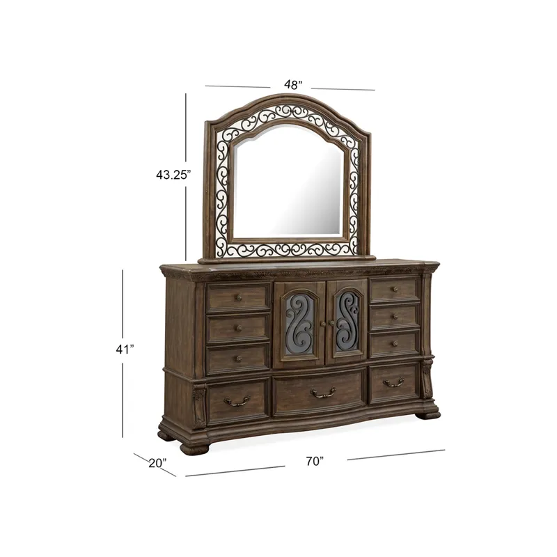 Durango Willadeene Brown Drawer Dresser With Shaped Mirror