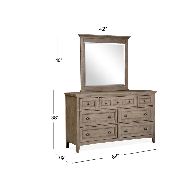 Paxton Place Dovetail Grey Drawer Dresser With Landscape Mirror