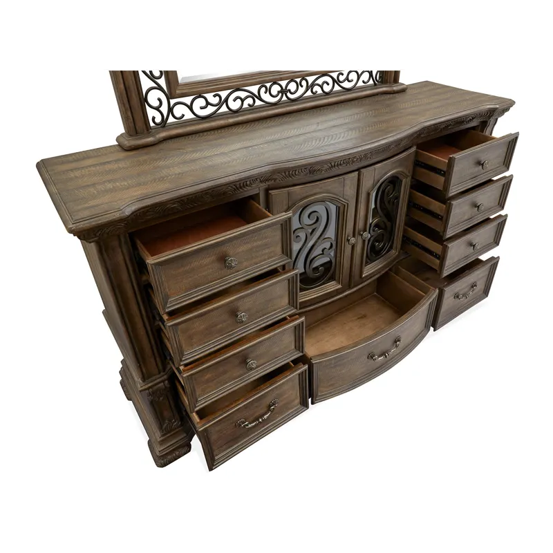 Durango Willadeene Brown Drawer Dresser With Shaped Mirror