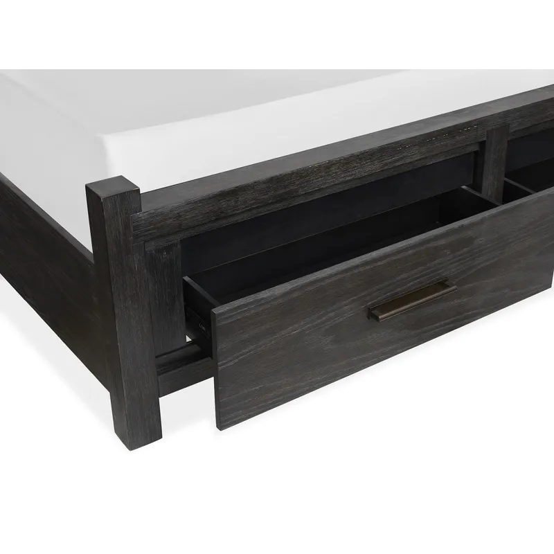 Plum Creek Ravenwood Black Queen Upholstered Panel Storage Bed