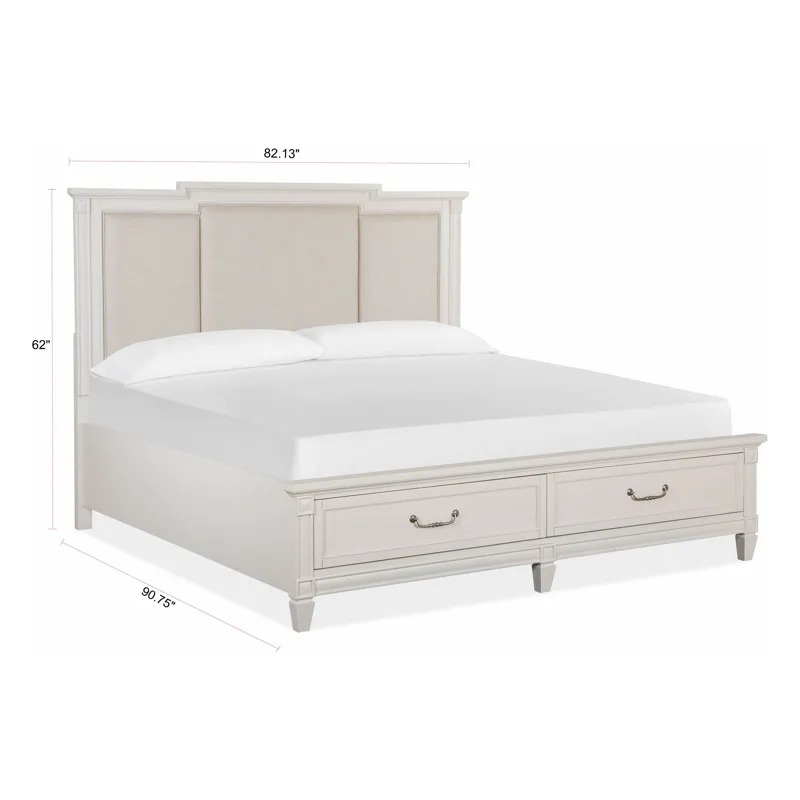 Willowbrook Egg Shell White California King Panel Upholstered Storage Bed