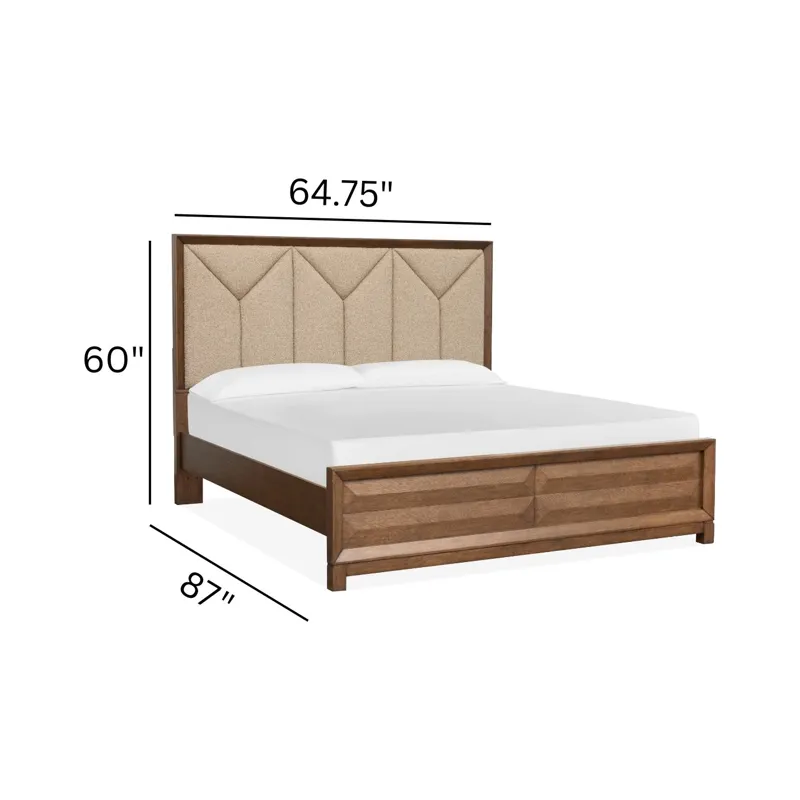 Callisto Bourbon Brown Queen Upholstered Panel Bed