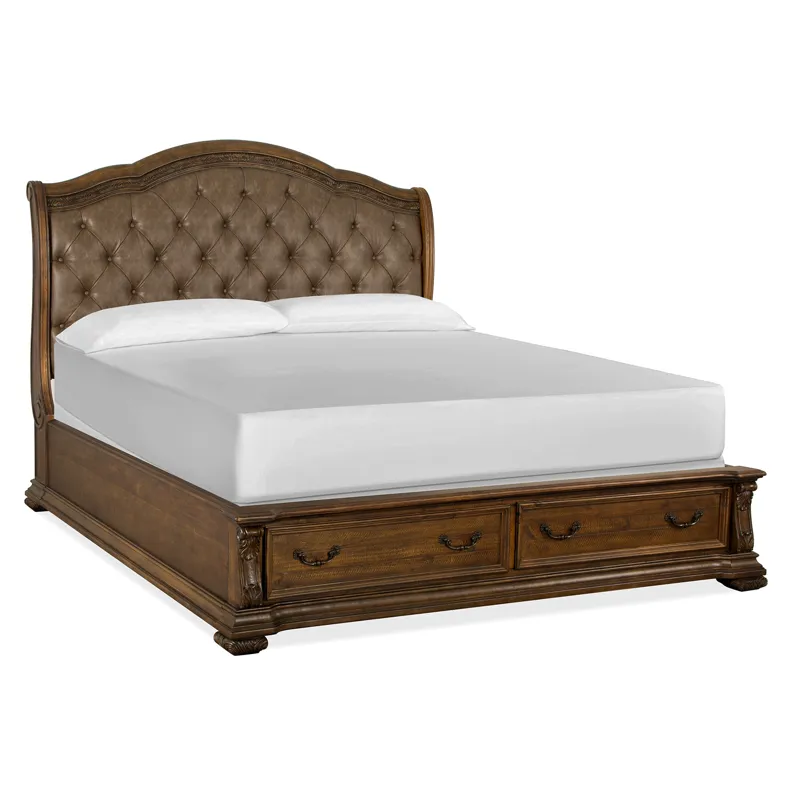 Durango Complete King Sleigh Storage Bed w/Upholstered HB