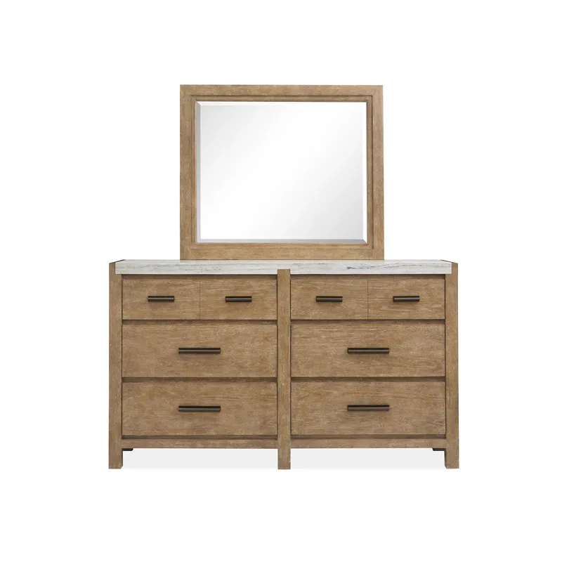 Plum Creek - LT. Brown Drawer Dresser with Landscape Mirror