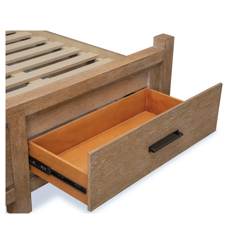 Plum Creek - LT. Brown Complete King Panel Storage Bed