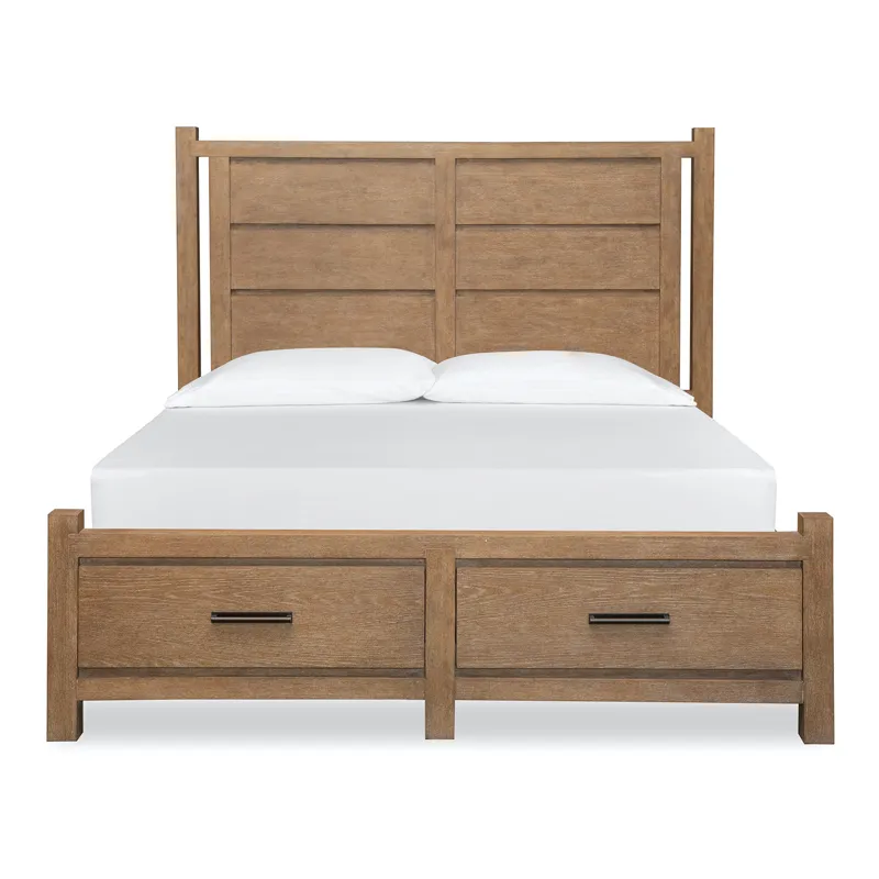 Plum Creek - LT. Brown Complete King Panel Storage Bed