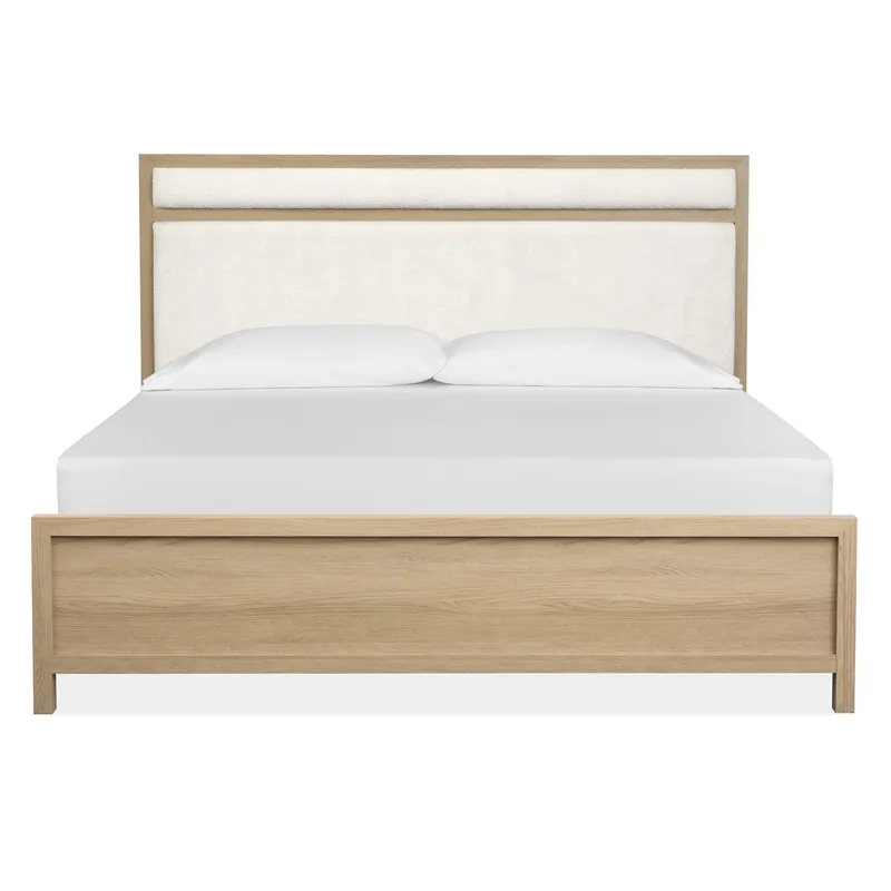 Merrifield Complete King Panel Bed w/Upholstered Headboard