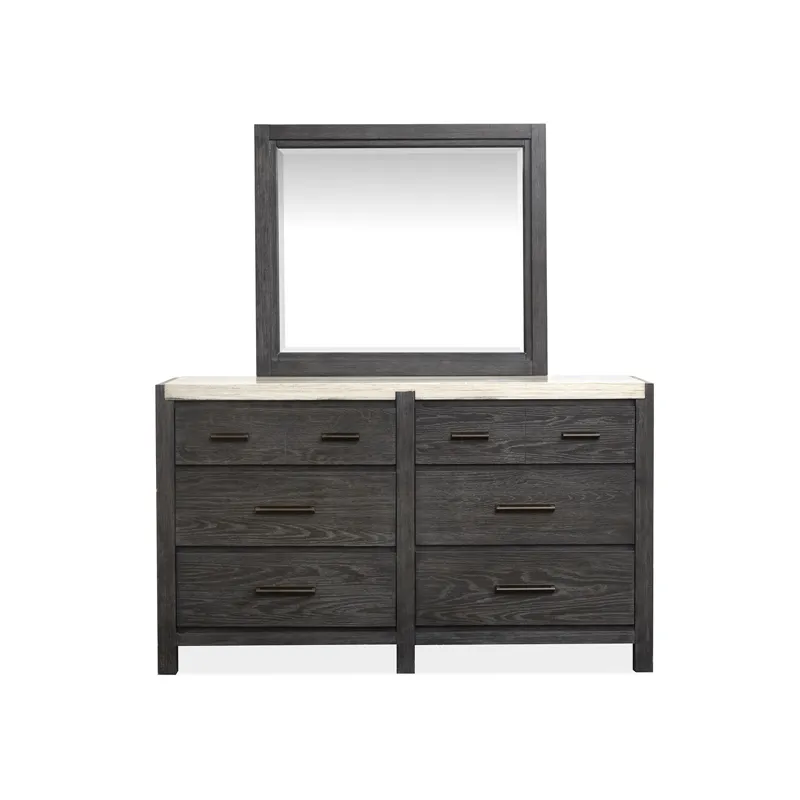 Plum Creek - Black Drawer Dresser with Landscape Mirror