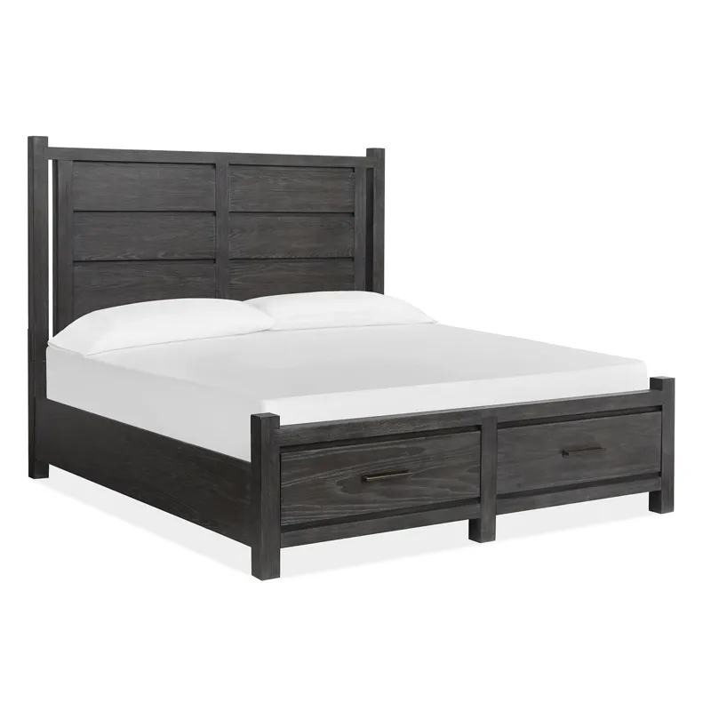 Plum Creek - Black Complete King Panel Storage Bed