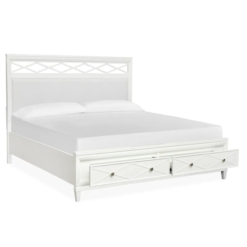 Springhouse Complete King Panel Storage Bed w/Upholstered Headboard