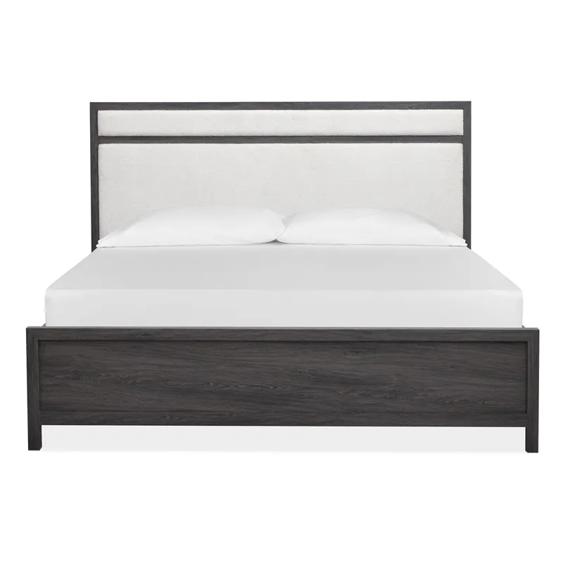 Merrifield - Black Complete King Panel Bed w/Upholstered Headboard