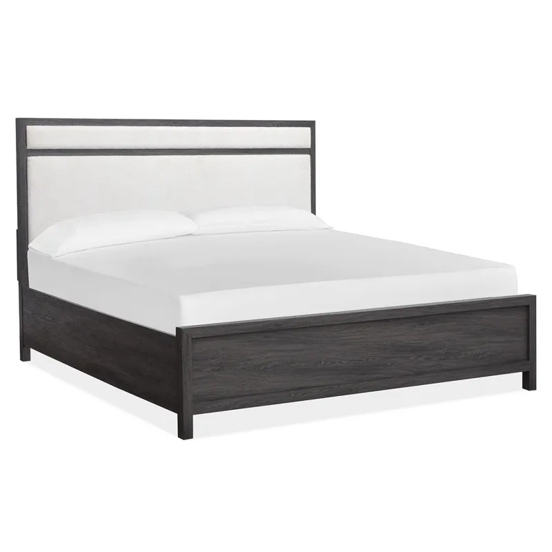 Merrifield - Black Complete King Panel Bed w/Upholstered Headboard