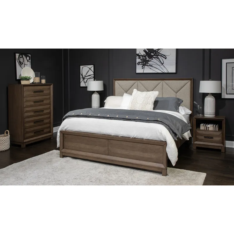 Callisto Complete King Panel Bed w/Upholstered HB