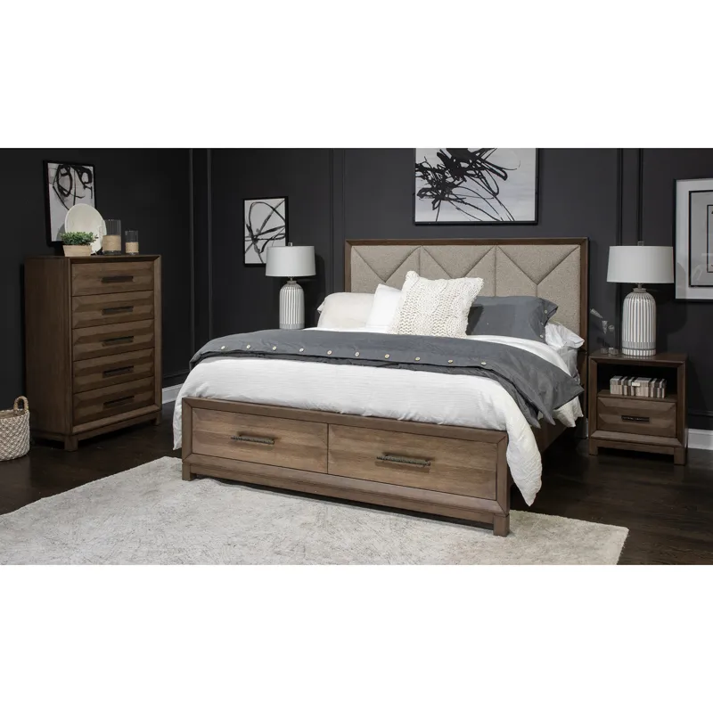 Callisto Complete King Panel Storage Bed w/Upholstered HB