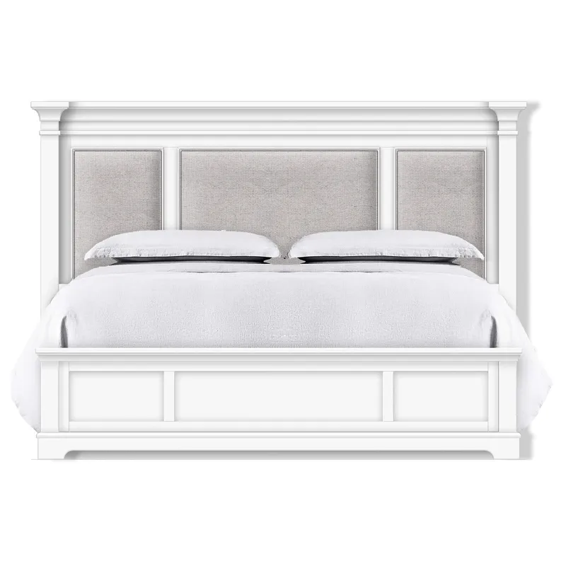 Kingston Complete King Panel Bed w/Upholstered Headboard