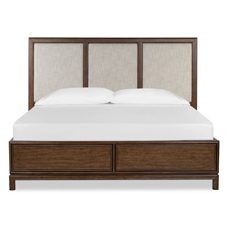 Ridgefield Complete King Panel Storage Bed w/Upholstered Headboard