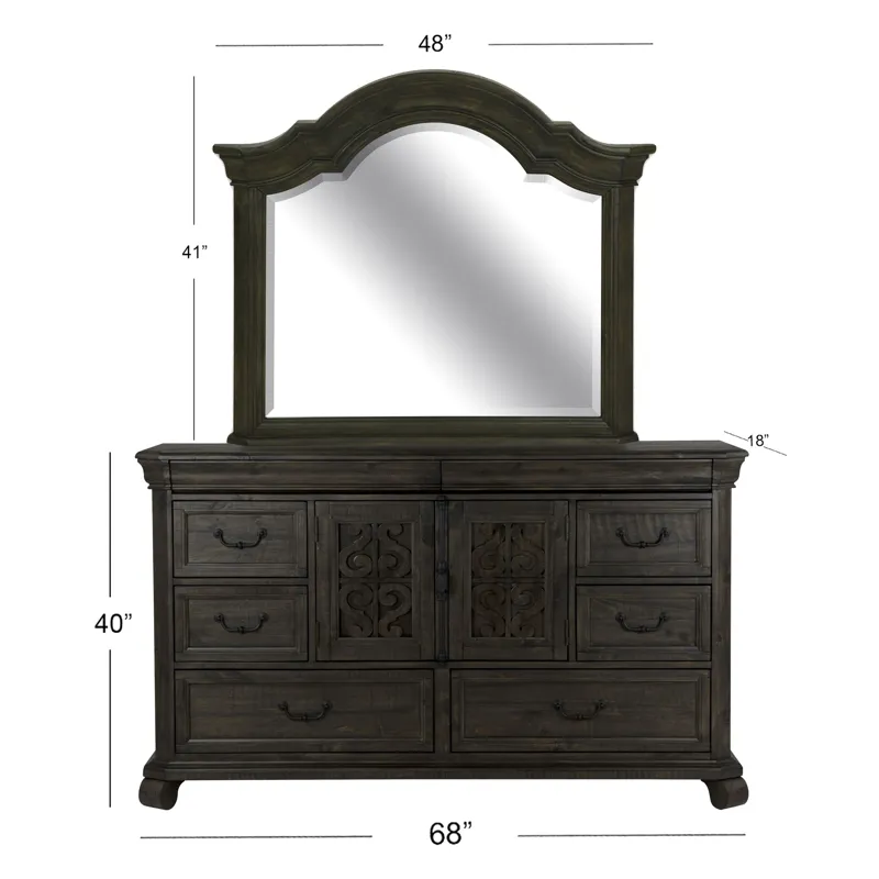 Bellamy Peppercorn Drawer Dresser With Shaped Mirror