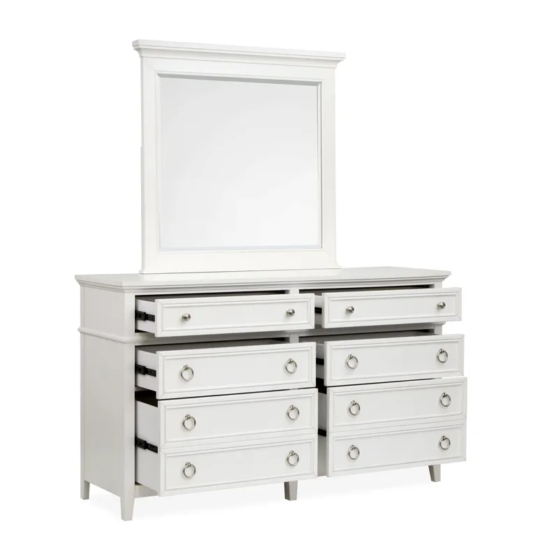 Juniper Hill Whisper White Double Drawer Dresser With Landscape Mirror