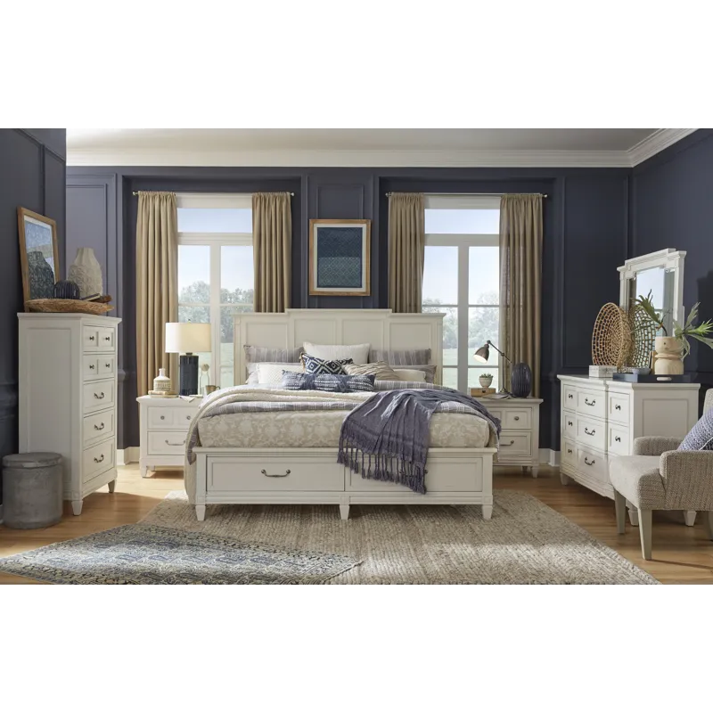 Willowbrook Egg Shell White California King Panel Storage Bed
