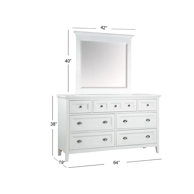 Heron Cove Chalk White And Dovetail Grey Drawer Dresser With Landscape Mirror