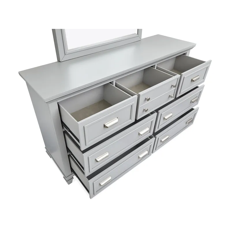 Charleston Harbor Gray Grey Drawer Dresser With Landscape Mirror