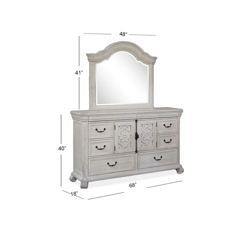 Bronwyn Alabaster Drawer Dresser With Shaped Mirror