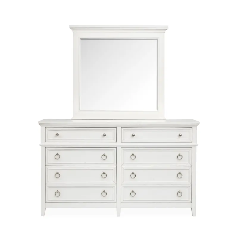 Juniper Hill Whisper White Double Drawer Dresser With Landscape Mirror