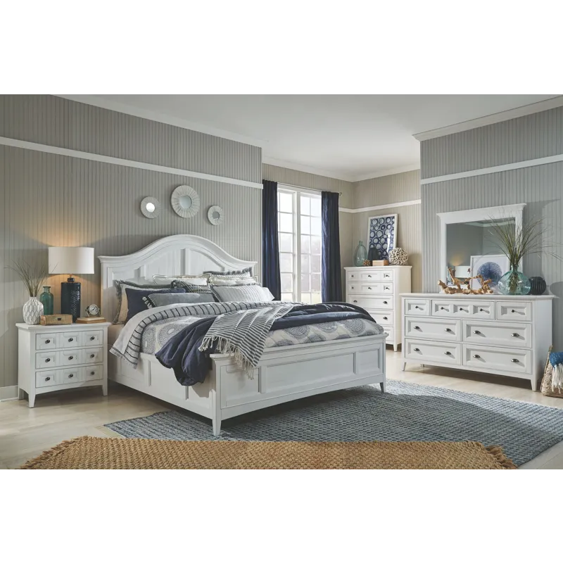 Heron Cove Chalk White And Dovetail Grey Drawer Dresser With Landscape Mirror