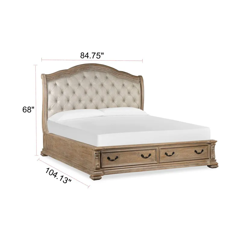 Marisol Fawn California King Upholstered Sleigh Storage Bed