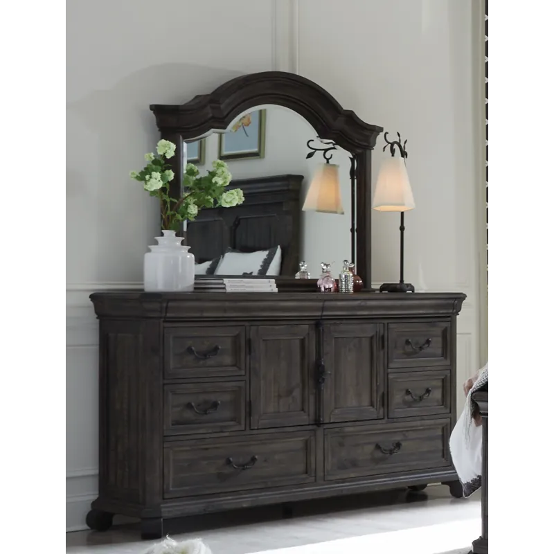 Bellamy Peppercorn Drawer Dresser With Shaped Mirror