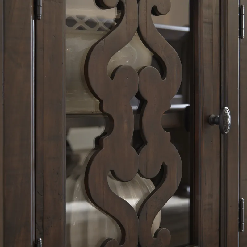 St. Claire Traditional Curio China Cabinet Top in Rustic Pine