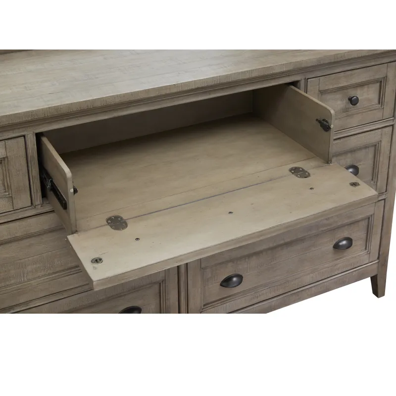 Paxton Place Dovetail Grey Drawer Dresser With Landscape Mirror