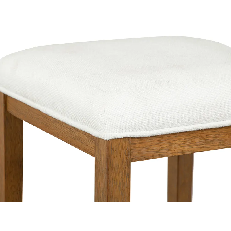 Lindon Belgian Wheat White Upholstered Stool