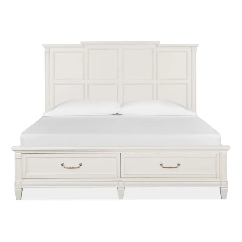 Willowbrook Egg Shell White California King Panel Storage Bed