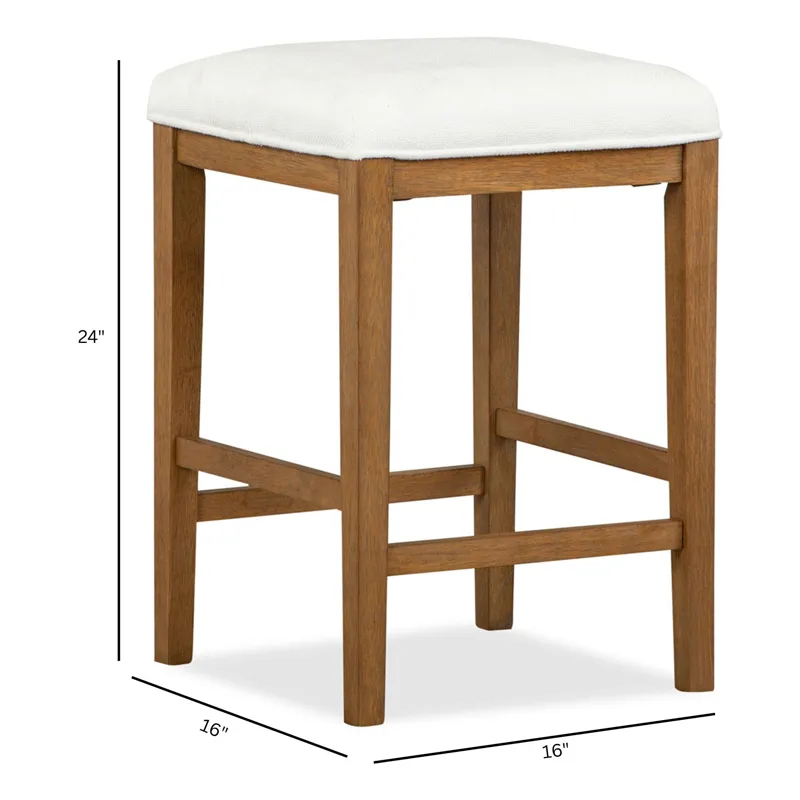 Lindon Belgian Wheat White Upholstered Stool