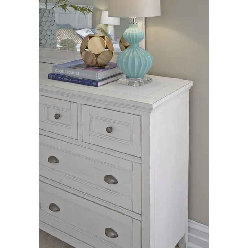 Heron Cove Chalk White And Dovetail Grey Drawer Dresser With Landscape Mirror