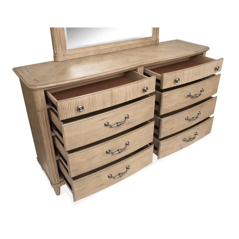 Harmony Heights Belgium Wheat Double Drawer Dresser With Landscape Mirror