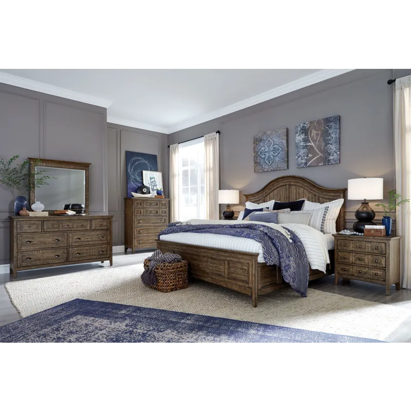 Bay Creek Toasted Nutmeg Drawer Dresser With Landscape Mirror