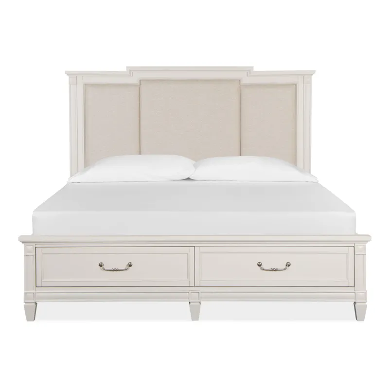 Willowbrook Egg Shell White California King Panel Upholstered Storage Bed