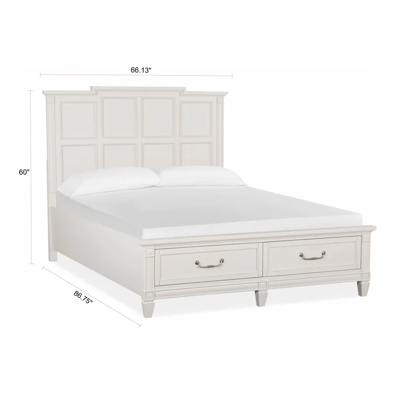 Willowbrook Egg Shell White Queen Panel Storage Bed